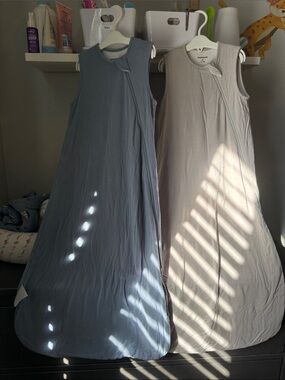 Set of 2 Cozy Sleep Sacks, 18-24mo, lightweight - 0.5 TOG slate blue & lt gray